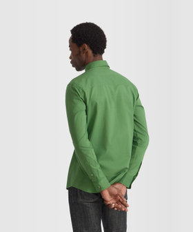 HOMME メンズ メンズ "b."ロゴ 刺繍 コットン 長袖 シャツ "Thomas" グリーン系その他