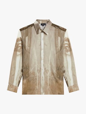 HOMME メンズ メンズ フォトプリント コットン 長袖 シャツ "Ombres" マルチ