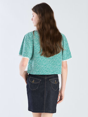 To b. by agnès b. 【Outlet】フラワープリント 半袖 ブラウス グリーン