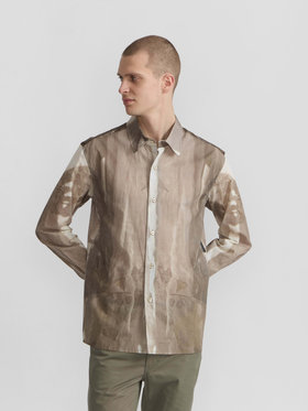 HOMME メンズ メンズ フォトプリント コットン 長袖 シャツ "Ombres" マルチ