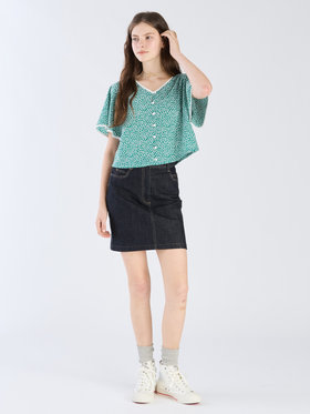 To b. by agnès b. 【Outlet】フラワープリント 半袖 ブラウス グリーン