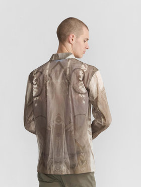 HOMME メンズ メンズ フォトプリント コットン 長袖 シャツ "Ombres" マルチ