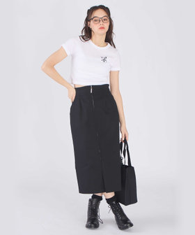To b. by agnès b. ストレッチ チノ ジップ タイトスカート ブラック