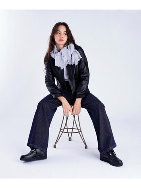 To b. by agnès b. 【Outlet】ロゴ刺繍 ライトウェーブストール グレー