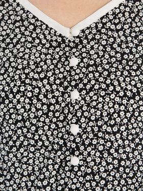 To b. by agnès b. 【Outlet】フラワープリント 半袖 ワンピース ブラック