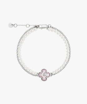 FEMME ウィメンズ "b."ロゴ フラワーモチーフ パール ブレスレット "Garden Breeze" シルバー