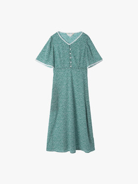 To b. by agnès b. 【Outlet】フラワープリント 半袖 ワンピース グリーン