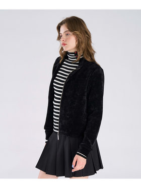 To b. by agnès b. 【Outlet】モールヤーン スタンドカラー ジップ ブルゾン ブラック