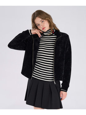 To b. by agnès b. 【Outlet】モールヤーン スタンドカラー ジップ ブルゾン ブラック