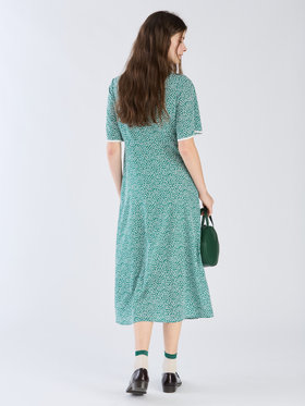 To b. by agnès b. 【Outlet】フラワープリント 半袖 ワンピース グリーン