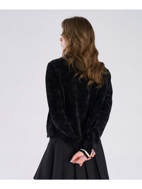 To b. by agnès b. 【Outlet】モールヤーン スタンドカラー ジップ ブルゾン ブラック