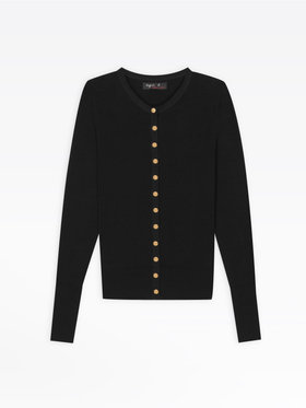 FEMME ウィメンズ コットン ニット 長袖 カーディガンプレッション "Snapy" ブラック