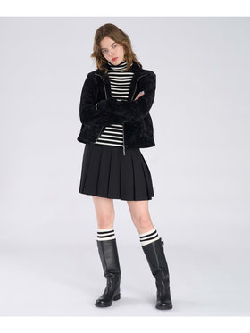 To b. by agnès b. 【Outlet】モールヤーン スタンドカラー ジップ ブルゾン ブラック