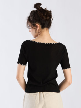 To b. by agnès b. 【Outlet】コットン メロウフリル 半袖 Tシャツ ブラック