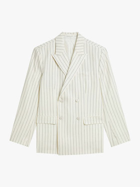 HOMME メンズ メンズ ストライプ リネン ダブルブレスト ジャケット "Marcel" アイボリー