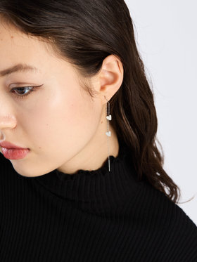 To b. by agnès b. 【Outlet】ダングリングハートピアスイヤリング シルバー