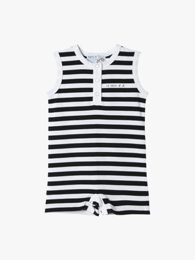 ENFANT ベビー ベビー 細ボーダー コットン ノースリーブ コンビネゾン ホワイト×ブラック