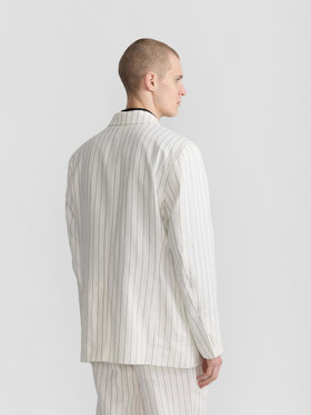 HOMME メンズ メンズ ストライプ リネン ダブルブレスト ジャケット "Marcel" アイボリー