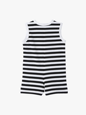 ENFANT ベビー ベビー 細ボーダー コットン ノースリーブ コンビネゾン ホワイト×ブラック