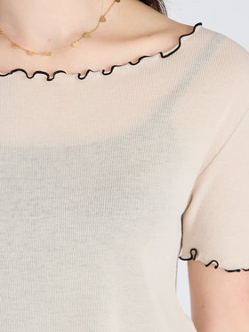 To b. by agnès b. 【Outlet】コットン メロウフリル 半袖 Tシャツ ホワイト