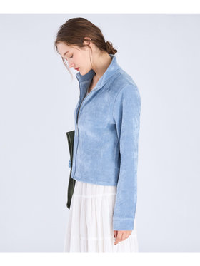 To b. by agnès b. 【Outlet】モールヤーン スタンドカラー ジップ ブルゾン ブルー