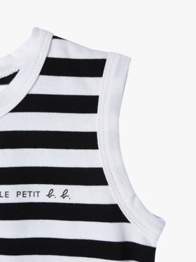 ENFANT ベビー ベビー 細ボーダー コットン ノースリーブ コンビネゾン ホワイト×ブラック