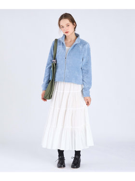 To b. by agnès b. 【Outlet】モールヤーン スタンドカラー ジップ ブルゾン ブルー