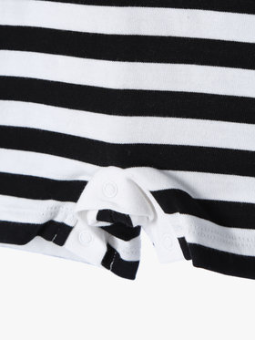 ENFANT ベビー ベビー 細ボーダー コットン ノースリーブ コンビネゾン ホワイト×ブラック