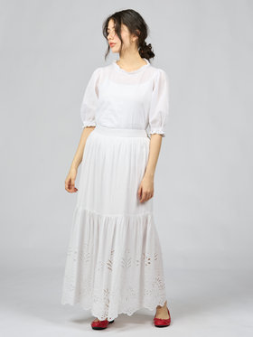 To b. by agnès b. 【Outlet】スカラップドレースブラウス ホワイト