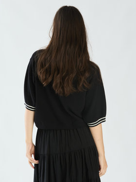 To b. by agnès b. コットン 半袖 ニット ポロ ブラック