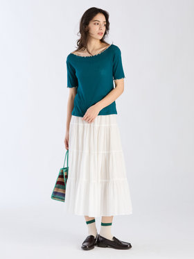 To b. by agnès b. 【Outlet】コットン メロウフリル 半袖 Tシャツ グリーン