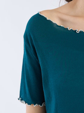 To b. by agnès b. 【Outlet】コットン メロウフリル 半袖 Tシャツ グリーン