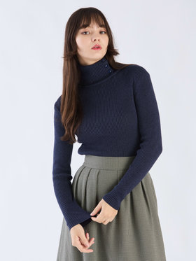 To b. by agnès b. タートルネック ニット プルオーバー ネイビー
