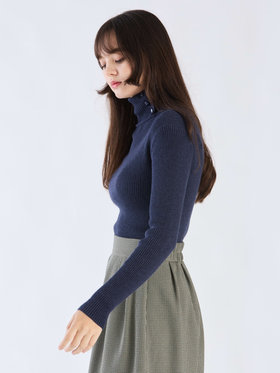 To b. by agnès b. タートルネック ニット プルオーバー ネイビー