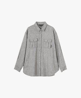 To b. by agnès b. ウール 長袖 ミックスボーイズシャツ グレー