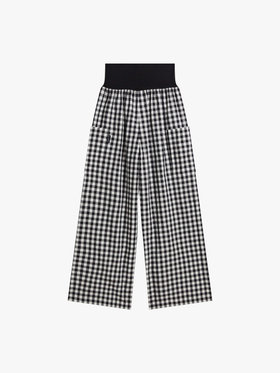 FEMME ウィメンズ ギンガムチェック コットン ワイドパンツ ”Matis” ブラック