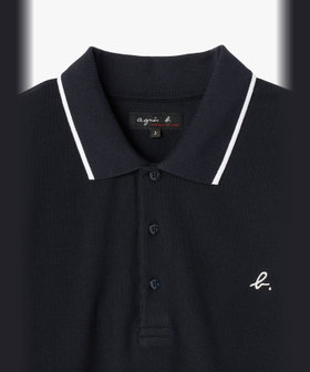 HOMME メンズ メンズ "b."ロゴ 刺繍 コットン 半袖 ポロシャツ "Brazilia" ブルー系その他