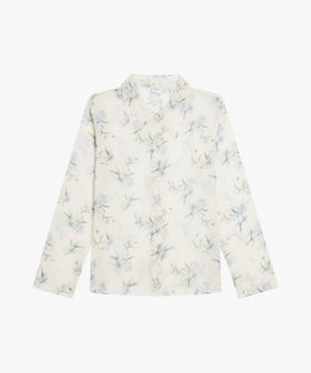 FEMME ウィメンズ フローラル プリント コットン 長袖 ブラウス "Fine" アイボリー