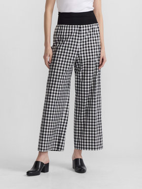 FEMME ウィメンズ ギンガムチェック コットン ワイドパンツ ”Matis” ブラック