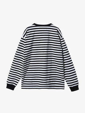 HOMME メンズ agnes b. x NH ボーダークルーネック 長袖Tシャツ ホワイト×ブラック