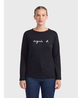FEMME ウィメンズ ロゴプリント コットン 長袖 Tシャツ "Cool" ブラック