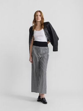 FEMME ウィメンズ ギンガムチェック コットン ワイドパンツ ”Matis” ブラック