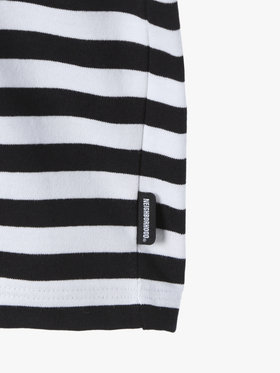 HOMME メンズ agnes b. x NH ボーダークルーネック 長袖Tシャツ ホワイト×ブラック