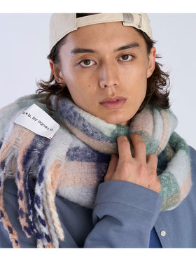 To b. by agnès b. 【Outlet】チェックワイドマフラー グリーン