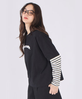 To b. by agnès b. ロゴ パフプリント コットン 半袖 Tシャツ ブラック