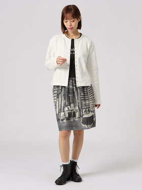 FEMME ウィメンズ WEB限定 ロゴ コットン 長袖 カーディガンプレッション ホワイト