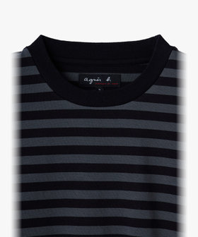 HOMME メンズ メンズ 細ボーダー コットン 長袖 Tシャツ グレー系その他