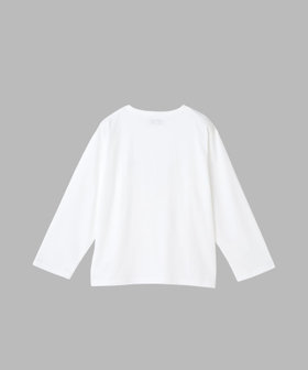 FEMME ウィメンズ "b."刺繍 オーガニックコットン 七分丈 Tシャツ "Lil Cool" ホワイト