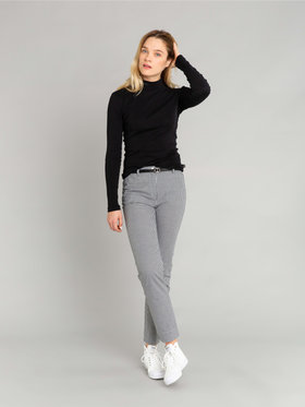 FEMME ウィメンズ コットン ハイネック 長袖 Tシャツ "Vian" ブラック