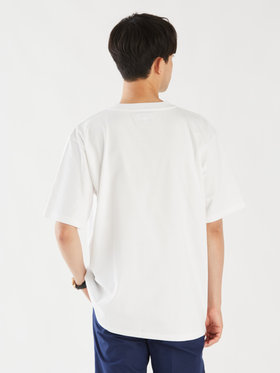 HOMME メンズ メンズ ロゴ 刺繍 コットン 半袖 Tシャツ "Christof" ホワイト